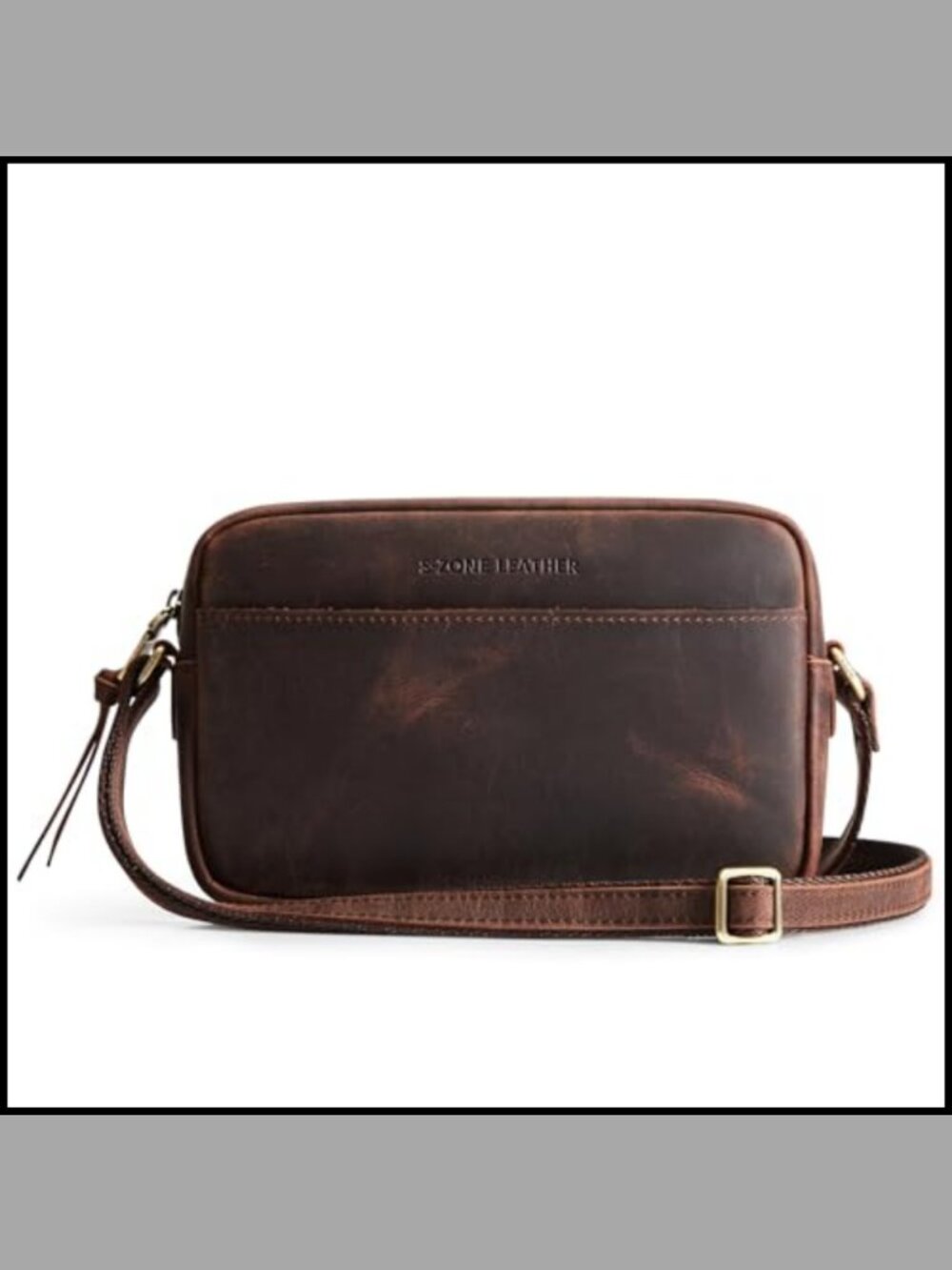 Top Grain Crazy Horse Leather Crossbody Bag Adjustable Strap